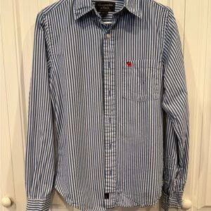 Abercrombie & Fitch Blue and White Vertical Stripe Button-Down Shirt Size Small